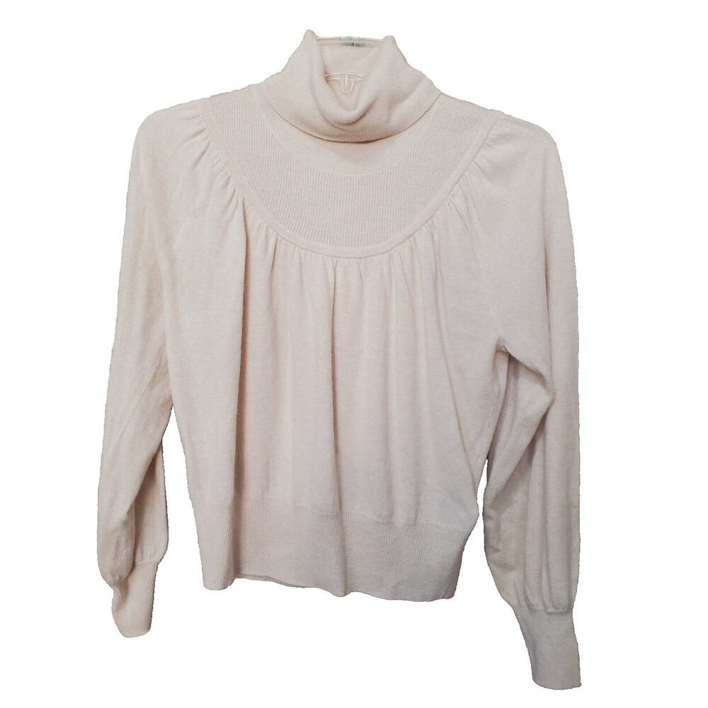 Madewell Balloon Sleeve Wool/Alpaca Blend Cropped Turtleneck Sweater Sz MED NWT